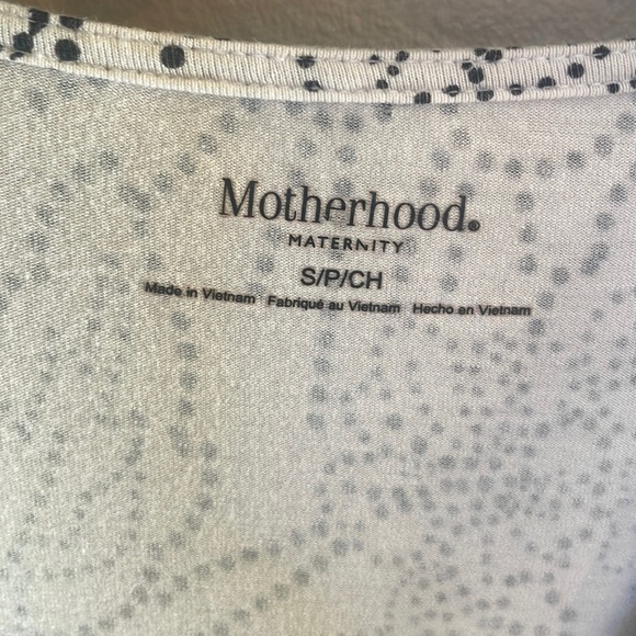 MOTHERHOOD maternity top V neck cap sleeve floral dotted print blk wht SMALL - Picture 3 of 9